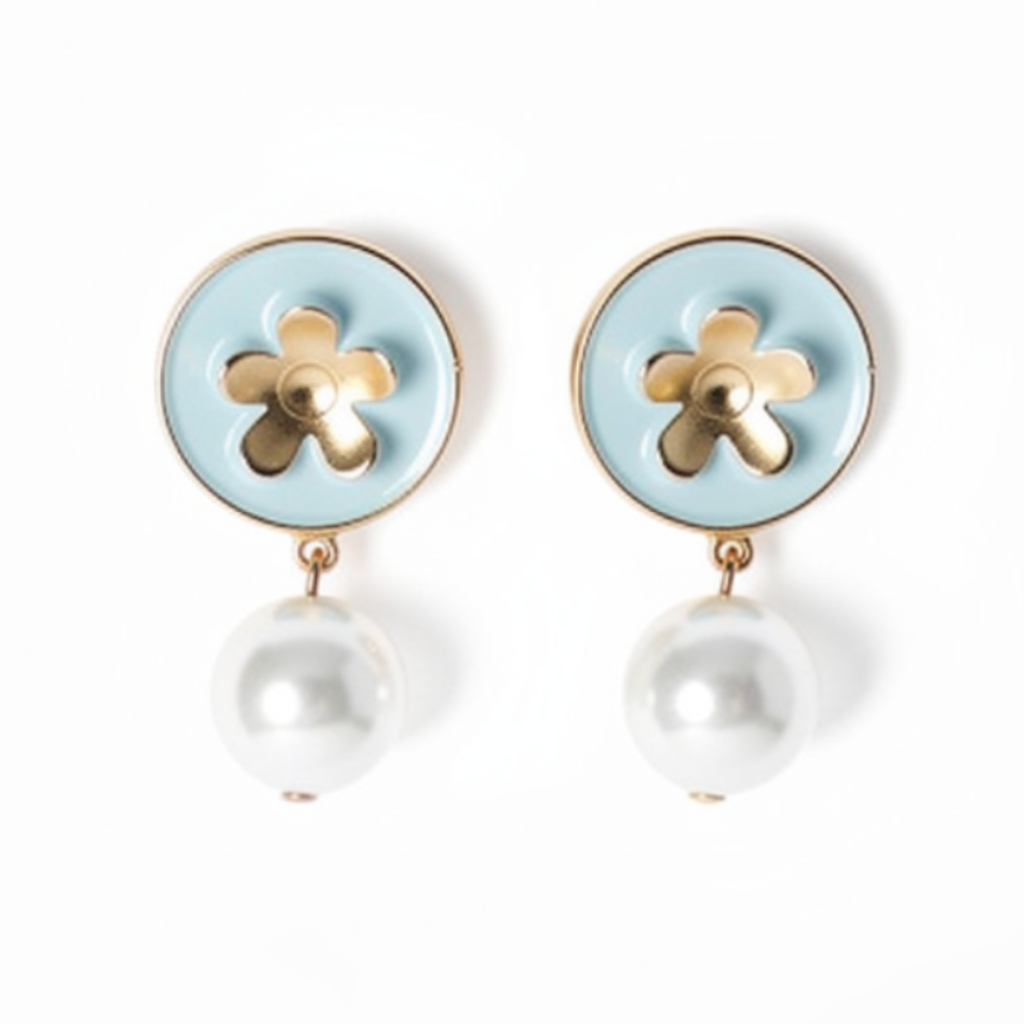 Pastel blue meenakari pearl drop earrings under ₹1000 for wedding guests