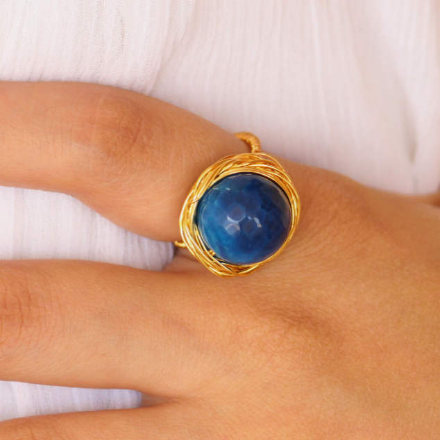 Blue Onyx Ring — part of the Blue Onyx Set by Kansya Jewelry
