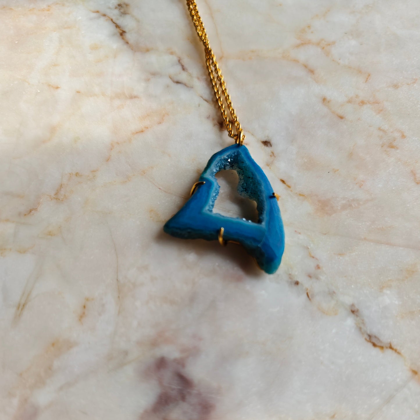 Blue Druzy Agate Stone Pendant