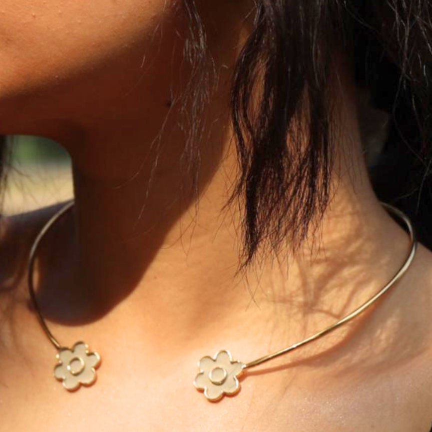 Floral-Cement-Torc-Necklace