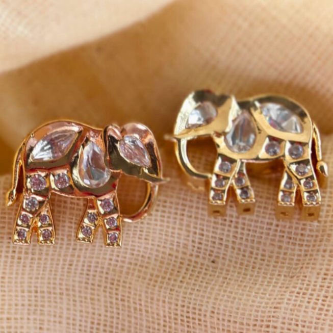 Gold-Elephant-Kundan-Studs