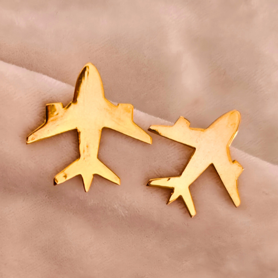 Gold-Plated-Aeroplane-Earrings
