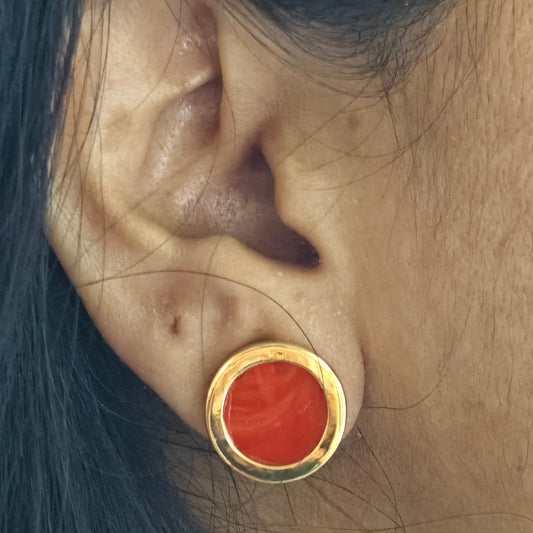 stained_glass_texture_orange_ear_studs