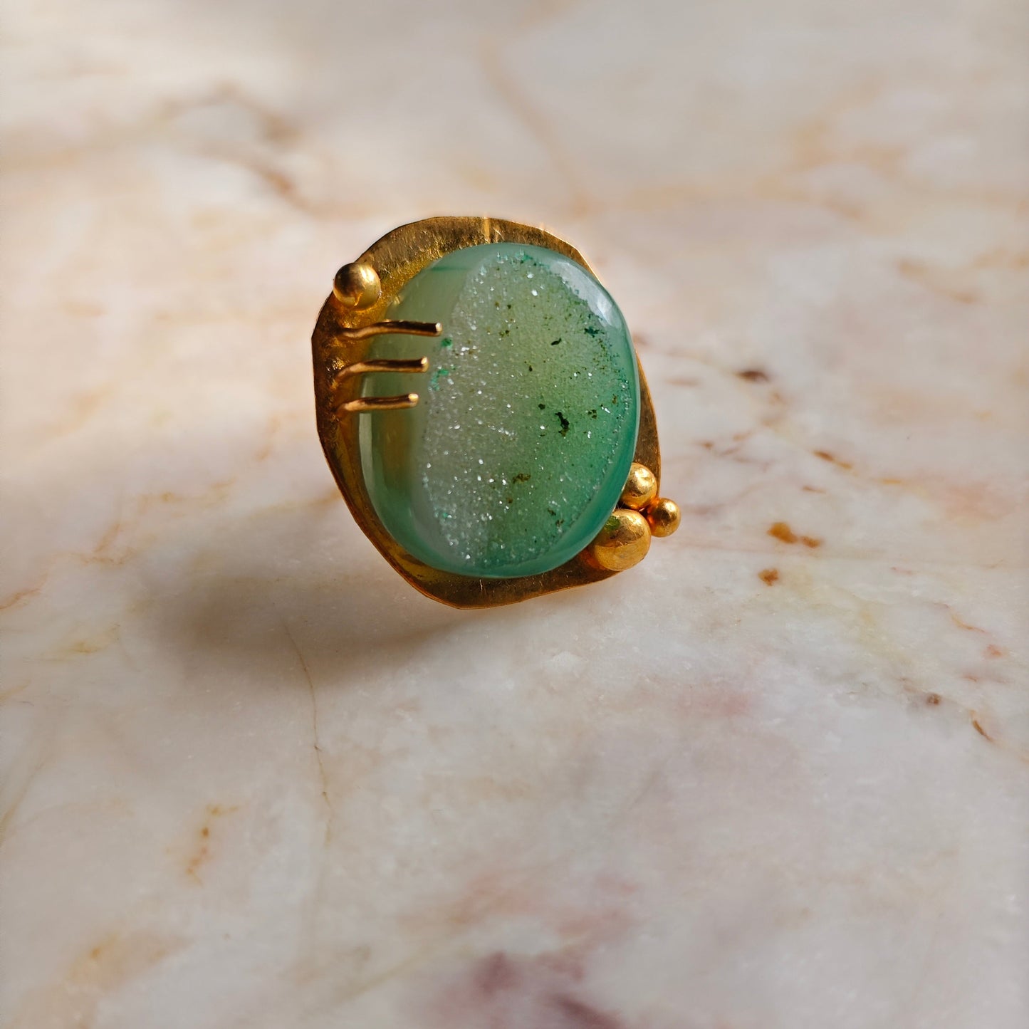 Green Druzy Agate Classy RIng