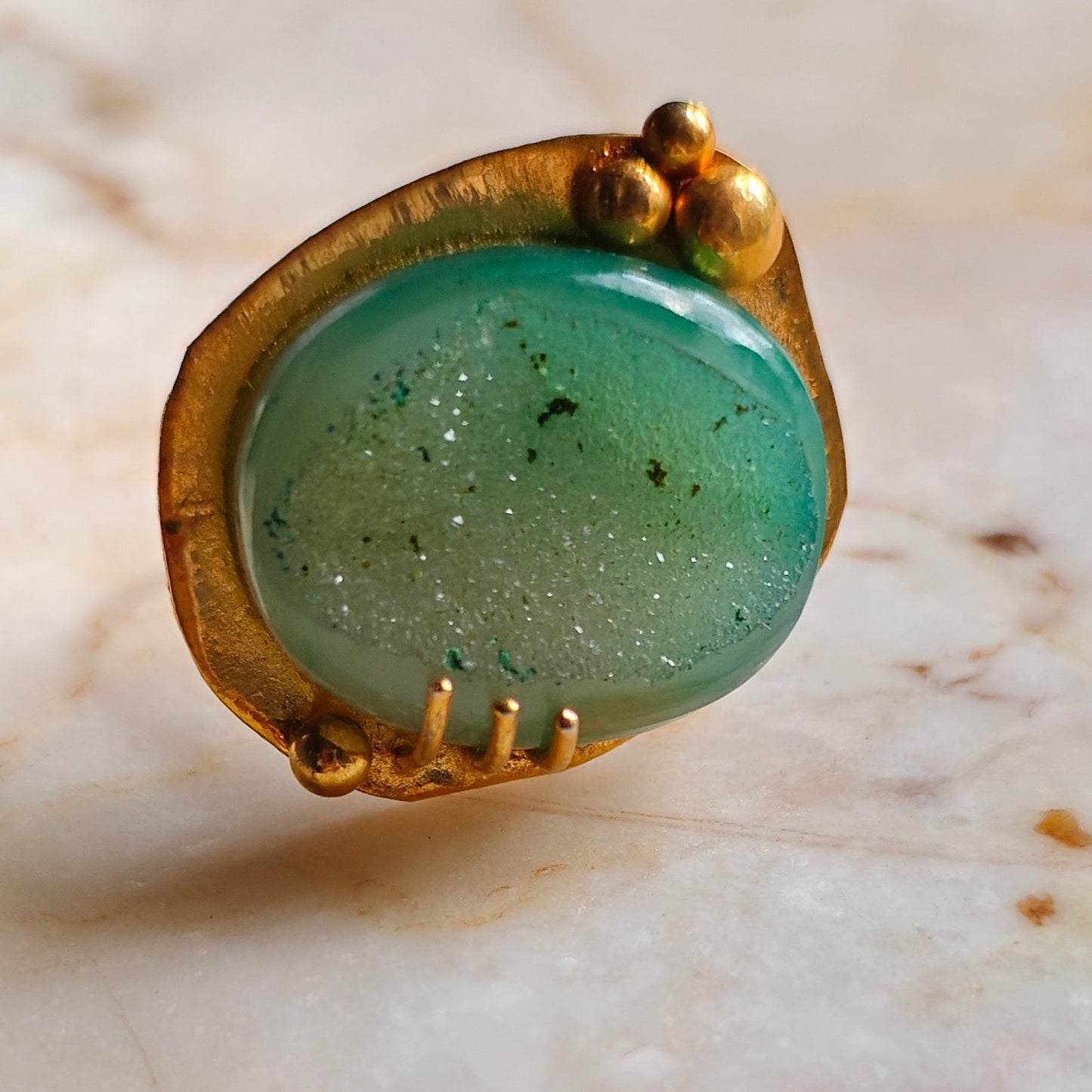 Green Druzy Agate Classy RIng