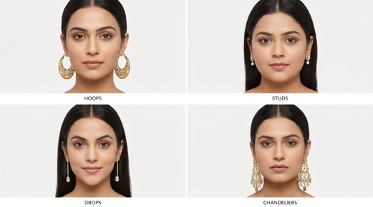Four earring styles for different face shapes – hoops, studs, drops and chandeliers – KANSYA Jewellery