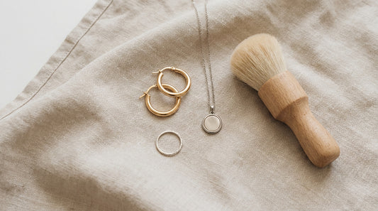 fashion jewellery care guide - plated earrings and pendant on soft cloth