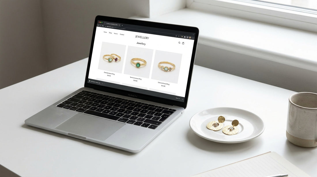 how to buy jewellery online India - laptop with jewellery product page