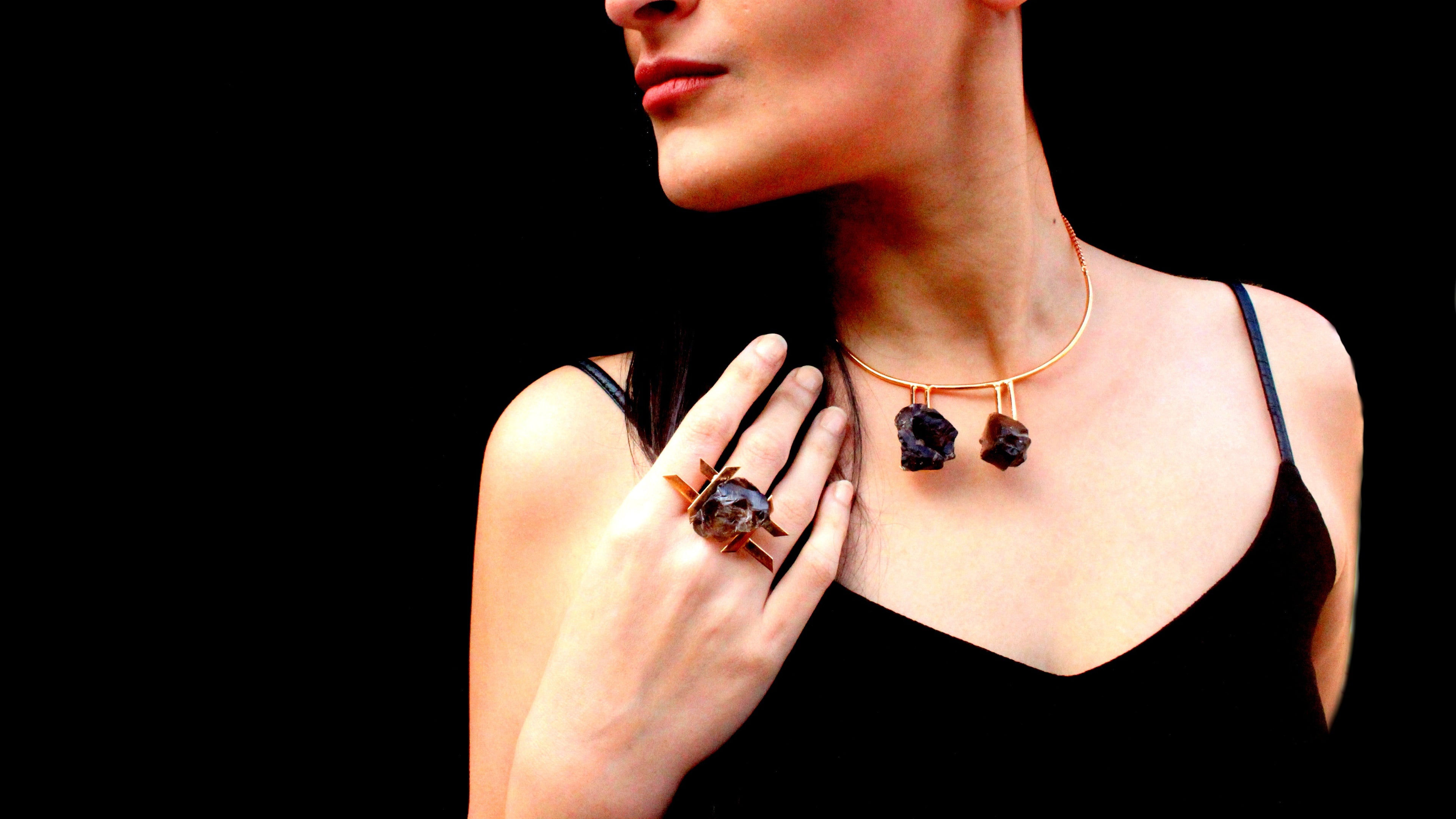 Smoky quarts necklace and ring
