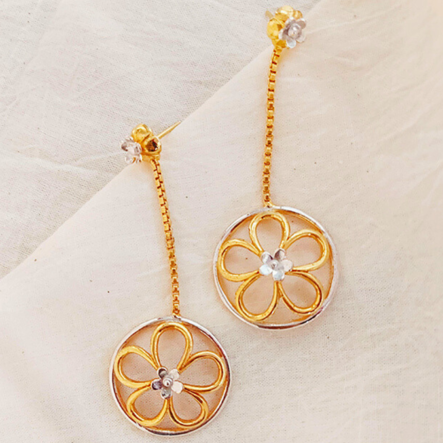 Dangling-Wire-Flower-Earrings
