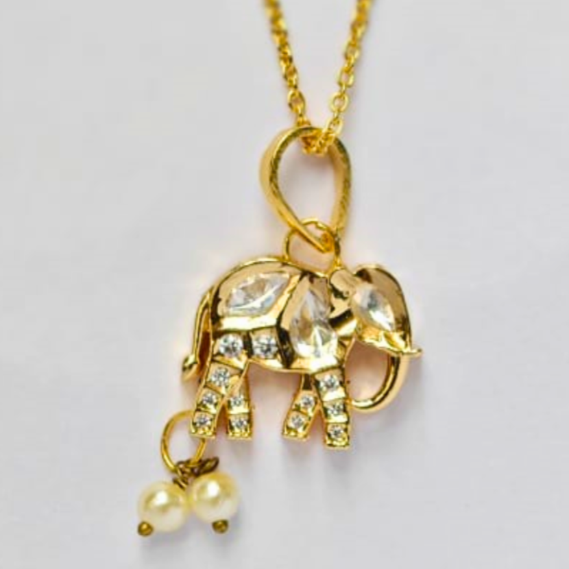 Gold-Elephant-Kundan-Pendant