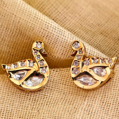 Gold-Swan-Kundan-Studs