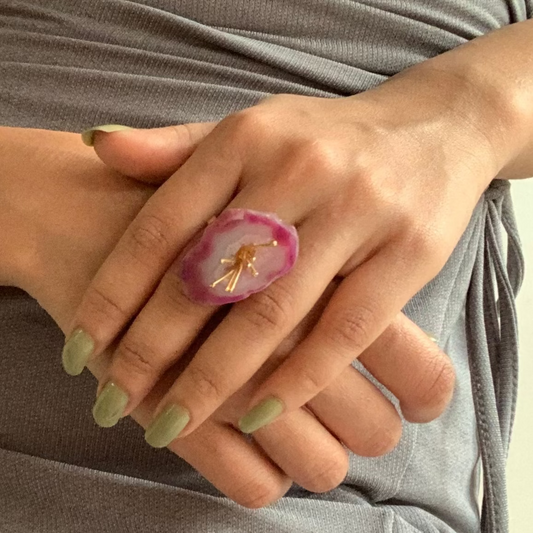 Purple-Druzy-Agate-Ring