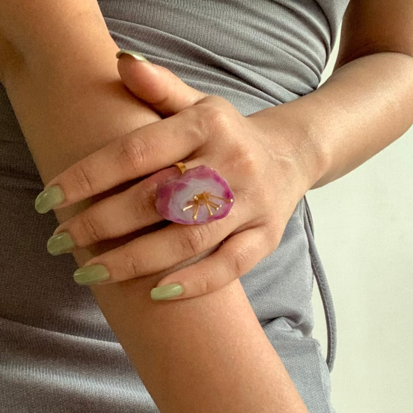 Purple-Druzy-Agate-Ring