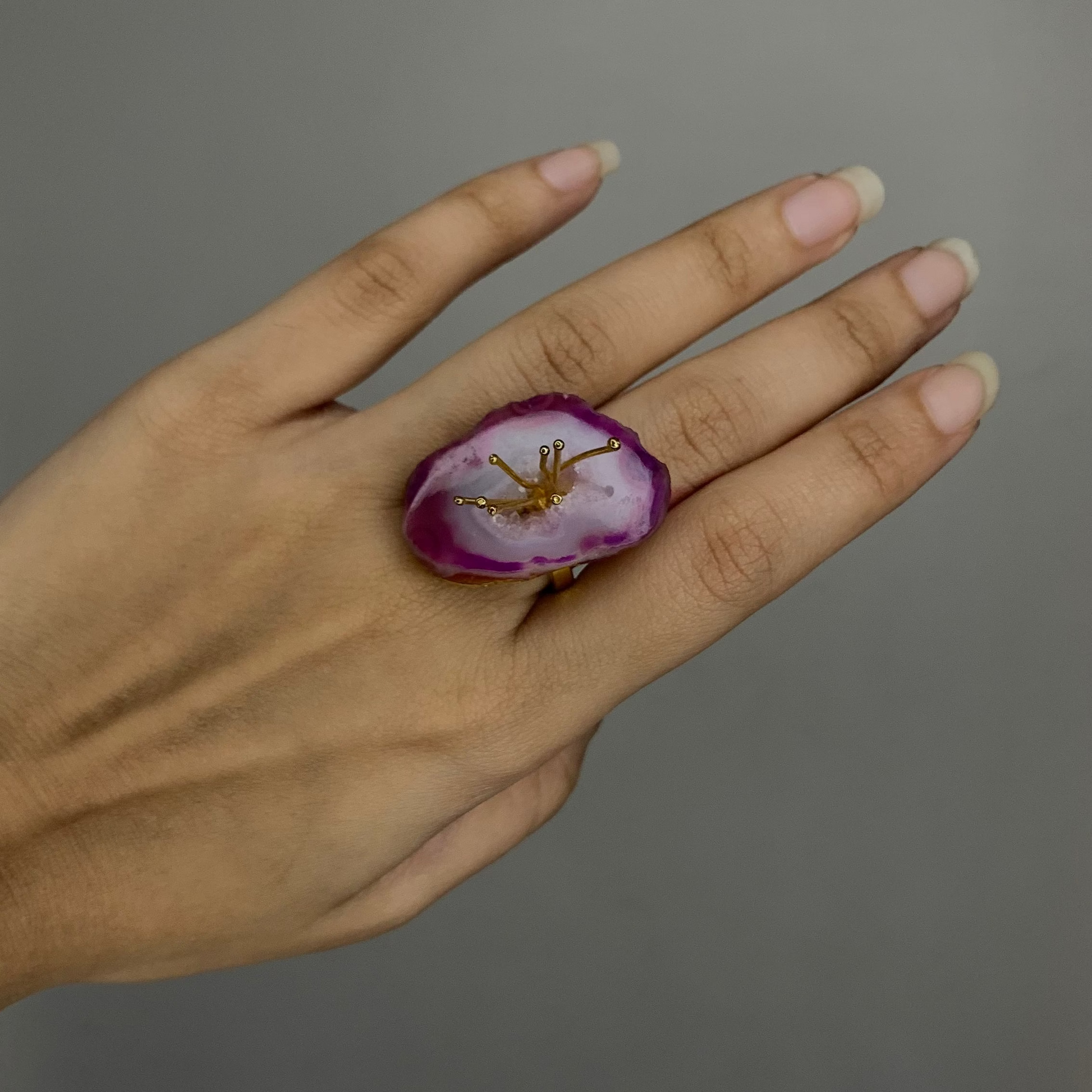 Purple-Druzy-Agate-Ring