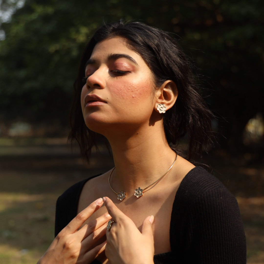 Floral-Cement-Torc-Necklace