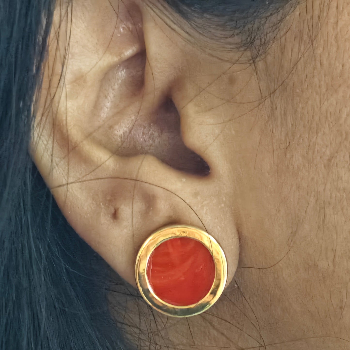 stained_glass_texture_orange_ear_studs