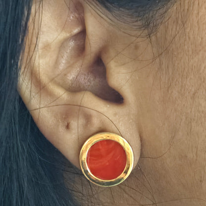 stained_glass_texture_orange_ear_studs