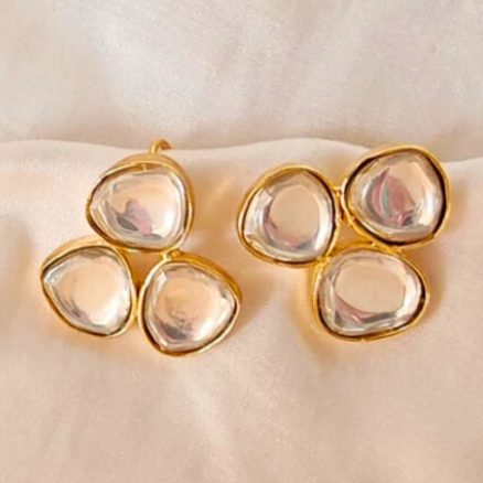 Trio-Moissanite-Kundan-Earrings