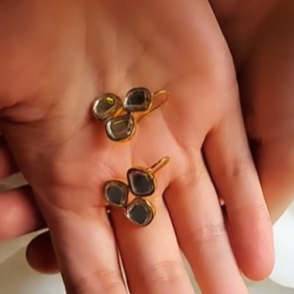 Kundan stud earrings with 18k rhodium gold finish, perfect for weddings or everyday luxury