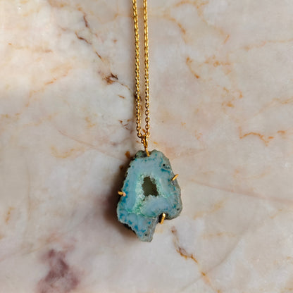 Green Druzy Agate Stone Pendant