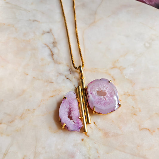 Purple Druzy Window Agate Deco Pendant
