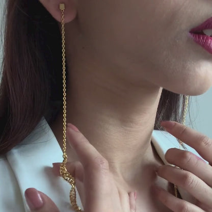 Swirl drop danglers, handcrafted in brass with 18K gold finish