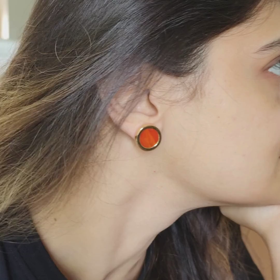 Stained Glass range Orange Small Ear Studs